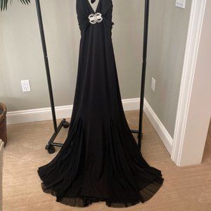 Sleek black formal dress with silver gem detail